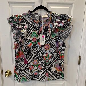 Banjanan Blouse Multicolor Floral & Bird Print XL